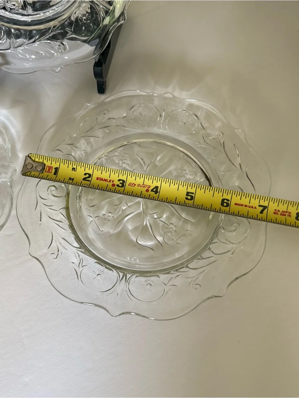Set of 3 Vintage McKee Rock Crystal Clear Scalloped Edge Side Plates